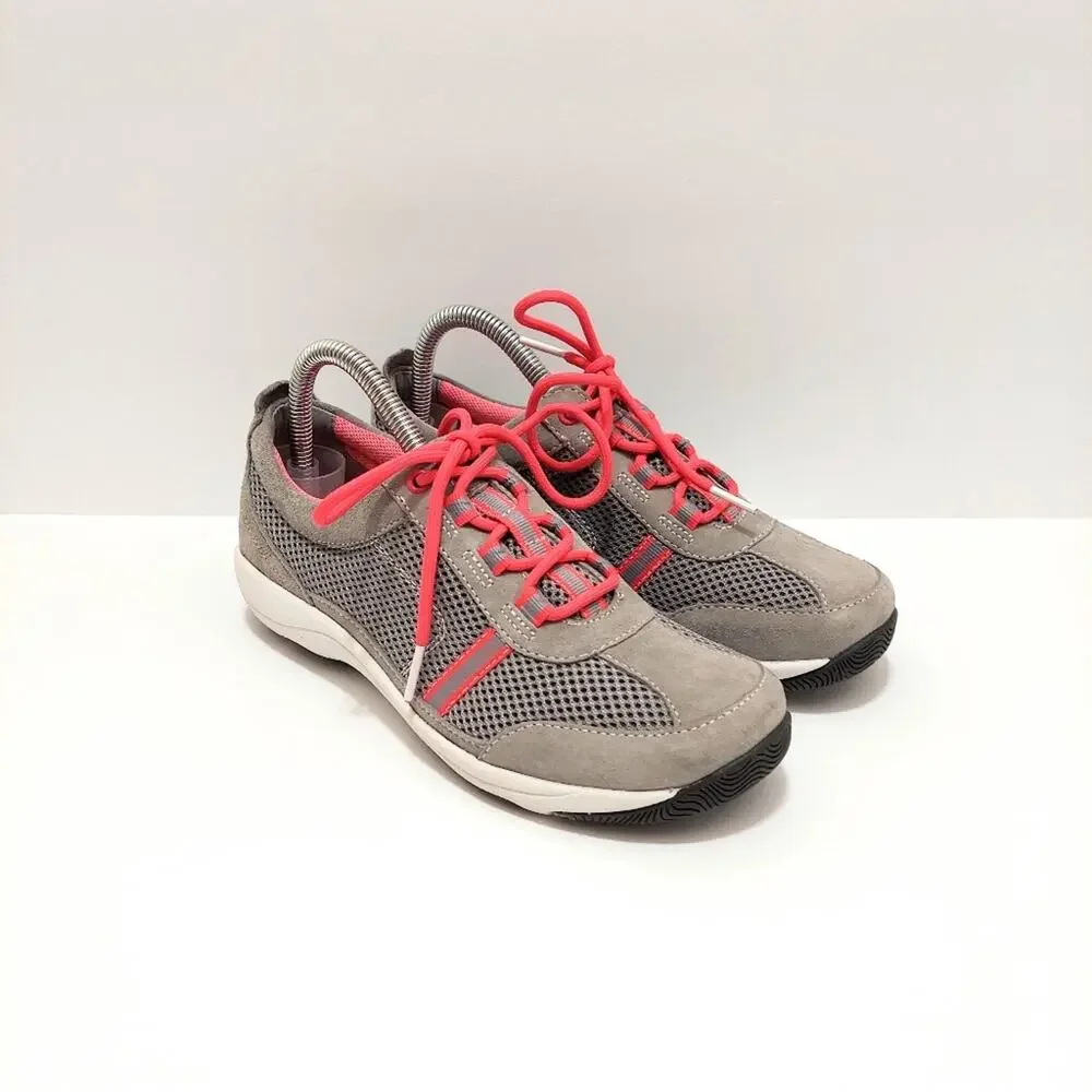 Dansko Helen Gray And Pink Suede Sneakers Women's Size 7 - Picture 2 of 10